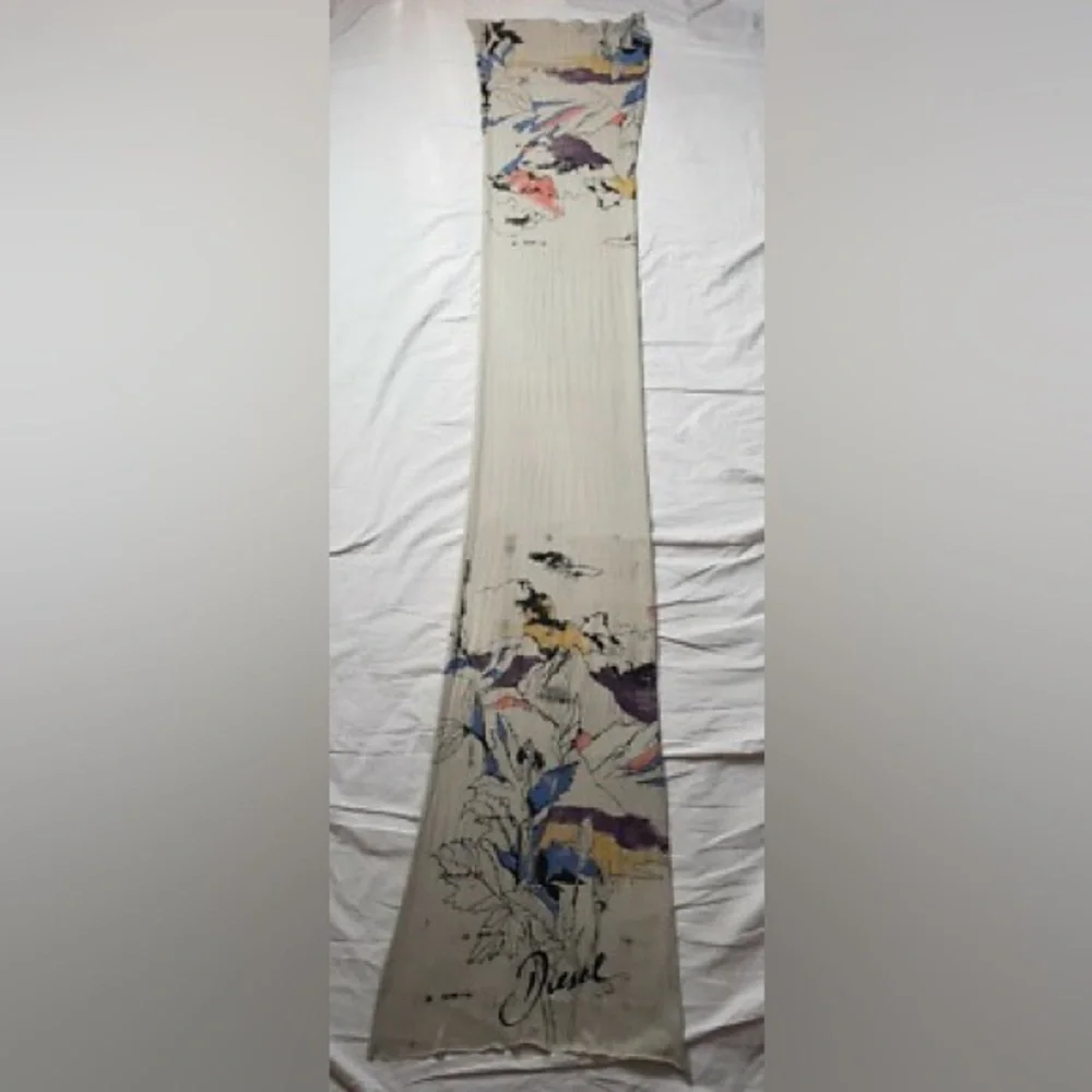 DIESEL GREY SOFT FLORAL/LANDSCAPES COLOUR PRINT LONG SCARF 19×85 INCHES